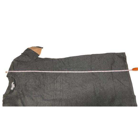 Liz Claiborne Women's Medium Gray Dress Short Sleeve Ribbed Knit Gold Buttons - Picture 6 of 15